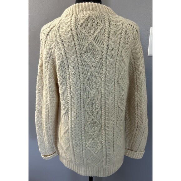 Bonner Ireland Fishermens 100% Wool Ivory Hand Knit Cable Knit Sweater No Sz Tag - Picture 3 of 6